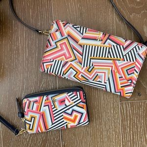 Tory Burch Leather Shoulder Strap Bag and Wallet (Fun Pattern!)